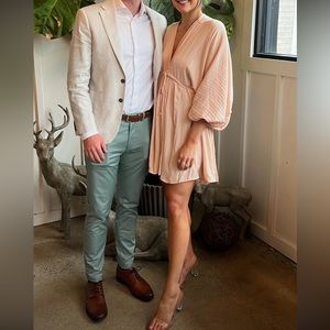 Free People Peach Silk Flowy Mini Dress